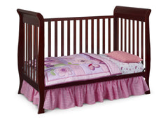 Delta Children Espresso Cherry (205) Charleston/Glenwood 3-in-1 Crib Side View, Toddler Bed Conversion b4b