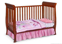 Delta Children Spiced Cinnamon (209) Charleston/Glenwood 3-in-1 Crib Side View, Toddler Bed Conversion c3c