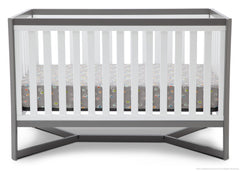 Delta Children White / Grey (027) Tribeca 4-in-1 Crib Front View, Crib Conversion a1a