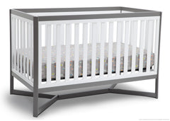 Delta Children White / Grey (027) Tribeca 4-in-1 Crib Side View, Crib Conversion a2a