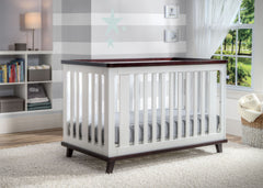 Delta Children White with Black Espresso (141) Ava 3-in-1 Crib, Nursery View b2b