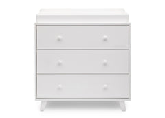 Delta Children White (100) Ava 3 Drawer Dresser with Changing Top, Front View a1a