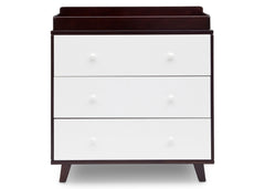 Delta Children Black Espresso with White (918) Ava 3 Drawer Dresser with Changing Top, Front View b1b