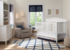 Delta Children White (100) Larkin 4-in-1 Crib with Props, Nursery View a1a