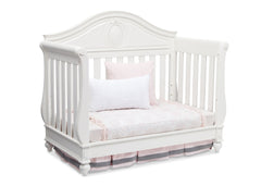 Delta Children White Ambiance (108) Princess Magical Dreams 4-in-1 Crib Side View, Day Bed Conversion b6b