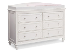 Delta Children White Ambiance (108) Princess Magical Dreams Dresser Side View with Changing Top and Props b3b
