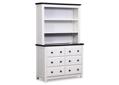 Delta Children White Ambiance / Dark Chocolate (127) Chalet Bookcase/Hutch atop Chalet 6 Drawer Dresser b3b