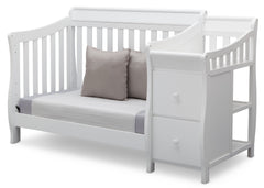 Delta Children White (100) Bentley S Crib-N-Changer Day Bed Conversion Left Facing View b3b