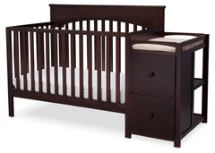 Delta Children Black Cherry Espresso (607) Layla Crib 'N' Changer Side View, Crib Conversion a2a