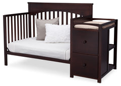 Delta Children Black Cherry Espresso (607) Layla Crib 'N' Changer Side View, Day Bed Conversion a5a