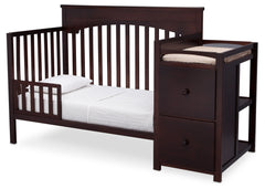 Delta Children Black Cherry Espresso (607) Layla Crib 'N' Changer Side View, Toddler Bed Conversion a4a