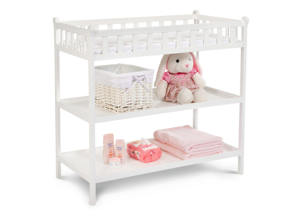Delta Children White (100) Charleston/Winter Park Changing Table Side View a2a
