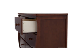 Delta Children Chocolate (204) Clermont 6 Drawer Dresser, Side View with Drawer Detail b3b