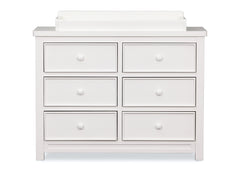 Delta Children White Ambiance (108) Bennington Sleigh 6-Drawer Dresser Front View with Changing Top a3a