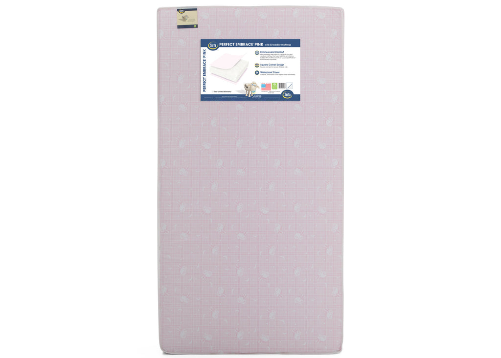 Serta Perfect Embrace Pink™ Crib & Toddler Mattress Front View a2a