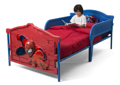 Delta Children Marvel Spider-Man 3D Twin Bed Left Side View with Guardrails and Props a3a