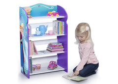 Delta Children Frozen Bookshelf, Right View with Props and Model a3a