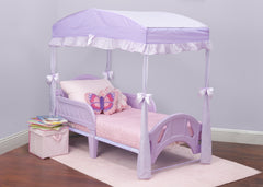 Delta Children Toddler Bed Canopy Style 1 Purple (500) Right Side View with Props a1a