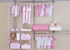 Delta Children Barely Pink (689) 24 Piece Nursery Storage Set, Front View c2c