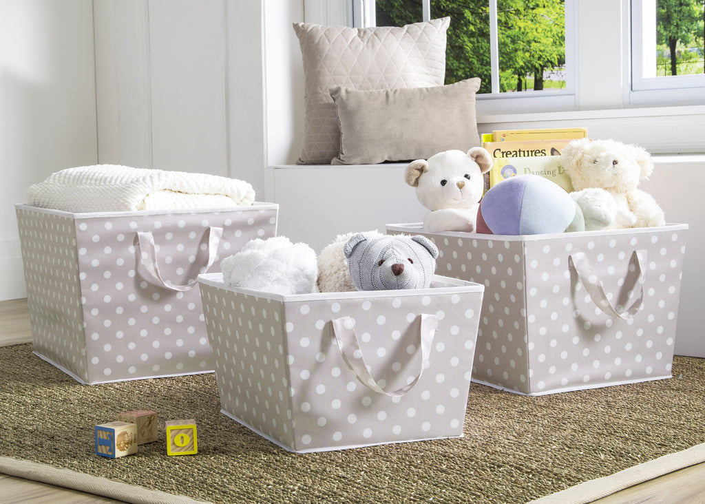 Delta Children Taupe Dot (055) Set of Three Tapered Totes in Setting a1a