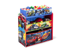 Delta Children Blaze and the Monster Machines Multi-Bin Toy Organizer, Right View with Props a1a