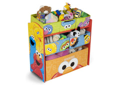 Delta Children Sesame Street Multi-bin Toy Organizer Right Side View with Props a1a