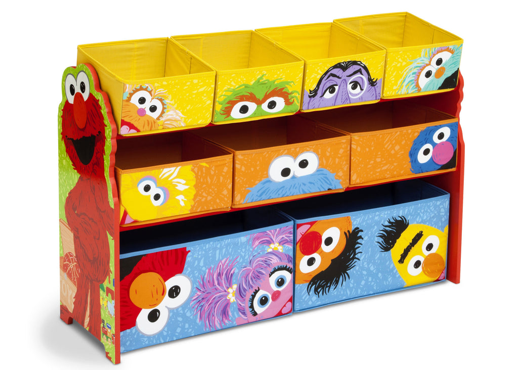 cream recycled fabric multi-bin toy organizer