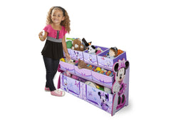 Delta Children Minnie Deluxe Multi-Bin Toy Organizer Left Side View with Props a2a