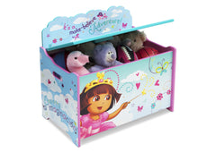 Delta Children Dora Deluxe Toy Box Right Side View with Props a4a