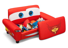 Delta Children Cars Upholstered Sofa with Storage Right Side View with Props a2a