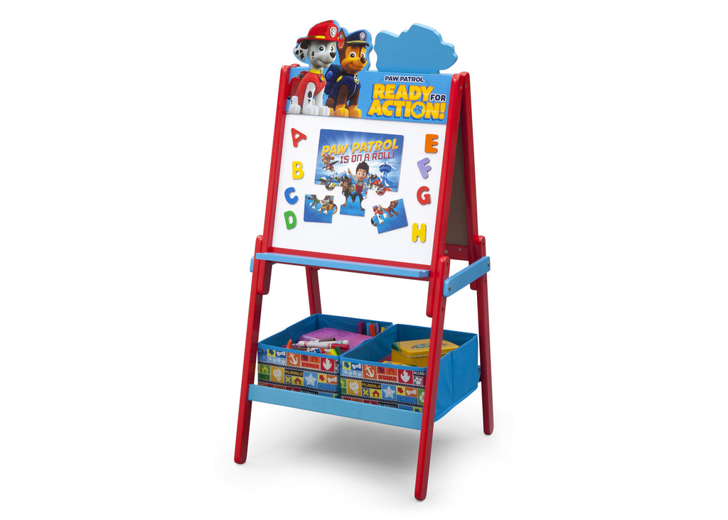 Delta Children Paw Patrol Wooden Double Sided Activity Easel with Storage, Left View a2a