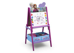 Delta Children Frozen Wooden Double Sided Activity Easel with Storage, Right View with Props a2a