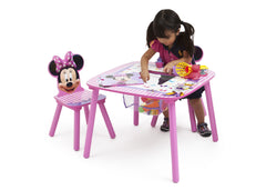 Delta Children Minnie Mouse Table and Chair Set with Storage, Left View with Model a3a