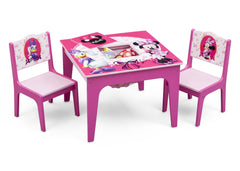 Delta Children Minnie Mouse Deluxe Table and Chair Set with Storage, Right View with Props a1a